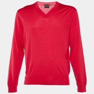 Tom Ford Pink Cashmere & Silk V-Neck Sweater XL