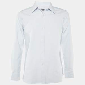 Pre Owned Tom Ford Blue Cotton Button Front Shirt L