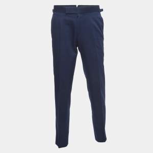 Tom Ford Navy Blue Cotton Regular Fit Pants M