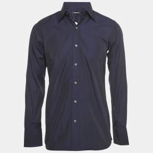 Tom Ford Navy Blue Cotton Long Sleeve Shirt M