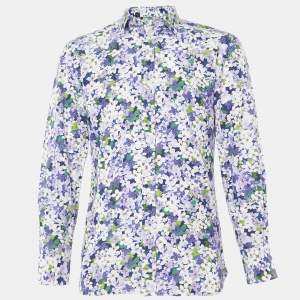Tom Ford Purple Floral Print Cotton Long Sleeve Shirt M