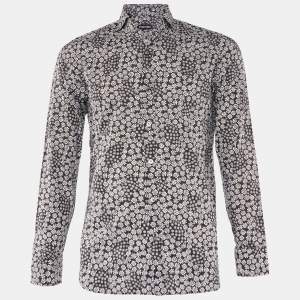 Tom Ford Black Floral Print Cotton Long Sleeve Shirt M