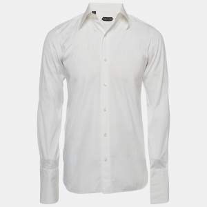 Pre Owned Tom Ford White Cotton Double Cuff Long Sleeve Shirt S