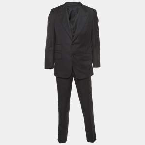 Tom Ford Black Pinstripe Wool Single Breasted 3 Piece Suit XL