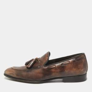 Tom Ford Brown Leather Edgar Tassel Loafers Size 40