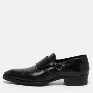 Tom Ford Black Leather Single Flap Monks Size 43.5