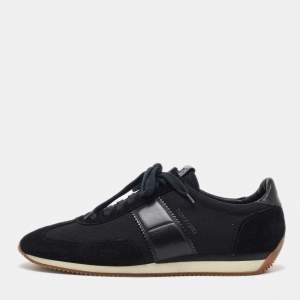 Tom Ford Black Canvas and Suede Low Top Sneakers Size 44