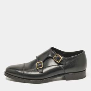 Tom Ford Black Leather Elkan Monk Strap Derby Size 42