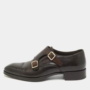 Tom Ford Brown Leather Elkan Monk Strap Derby Size 42