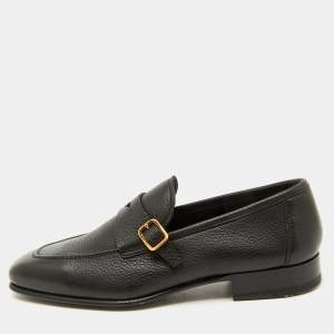 Tom Ford Black Leather Dover Slip On Loafers Size 40