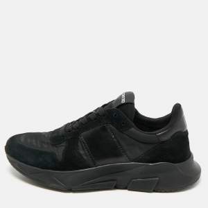 Pre Owned Tom Ford Black Leather and Neoprene Lace Up  Sneakers Size 40