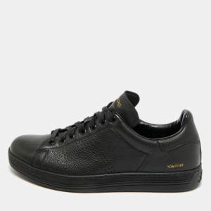 Pre Owned Tom Ford Black Perforated Leather Warwick Sneakers Size 43