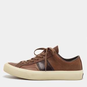 مملوكة مسبقًا Tom Ford Cambridge Size 42 Brown Leather Low Top Sneakers