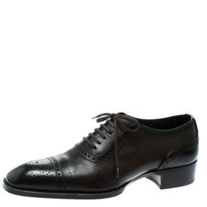 Tom Ford Brown Leather Gianni Brogue Austin Cap Toe Oxfords Size 41.5