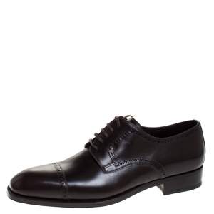Tom Ford Dark Brown Brogue Leather Edgar Oxford Size 44.5