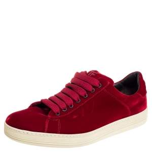 Tom Ford Red Velvet Russell Low Top Sneakers Size 42
