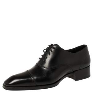 Tom Ford Black Leather Lace-Up Oxfords Size 40.5