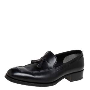  Tom Ford Black Patent Leather Tassel Detail Loafers Size 40