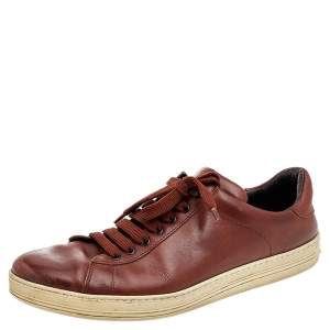 Tom Ford Brown Leather Low Top Sneakers Size 46