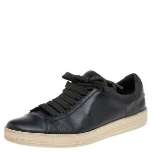 Tom Ford Black Leather Low Top Sneakers Size 42