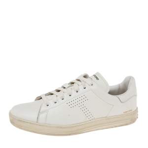 Tom Ford White Leather Low Top Sneakers Size 40