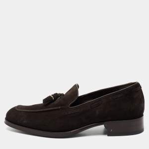 Tom Ford Dark Brown Suede Edgar Tassel Loafers Size 42.5