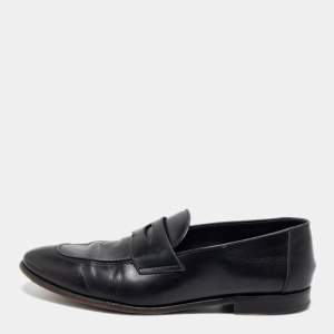 Tom Ford Black Leather Penny Loafers Size 44