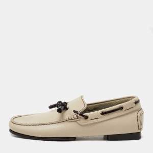 Tom Ford Beige Leather Tassel Slip On Loafers Size 40