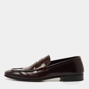 Tom Ford Dark Brown Leather Slip On Loafers Size 41