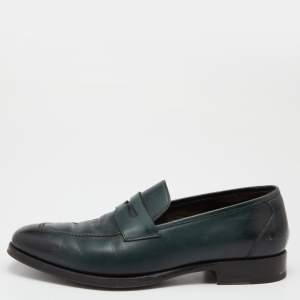 Tom Ford Green Leather Penny Slip On Loafers Size 43