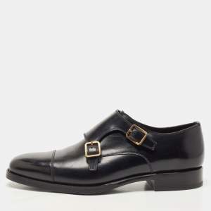 Tom Ford Black Leather Elkan Monk Strap Derby Size 42