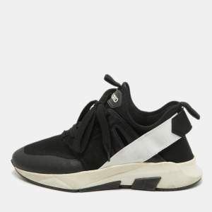 Tom Ford Black Mesh And Suede Low Top Sneakers Size 40