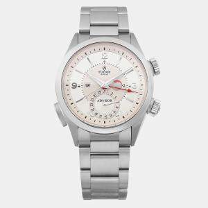 Tudor White Stainless Steel Heritage Advisor 79620T-95740 Automatic Men's Wristwatch 42mm