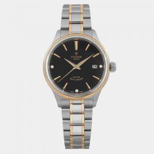 Tudor Black Diamond 18K Yellow Gold Stainless Steel Style Automatic Men's Wristwatch 38 mm