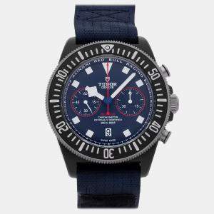 Pre Owned Pre-Owned Tudor Pelagos FXD Chronograph 25807KN Blue Automatic Composite Men's Wristwatch 43 MM