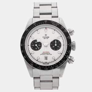 مملوكة مسبقًا Pre-Owned Tudor Black Bay Chronograph 79360N White Automatic Stainless Steel Men's Wristwatch 41 MM