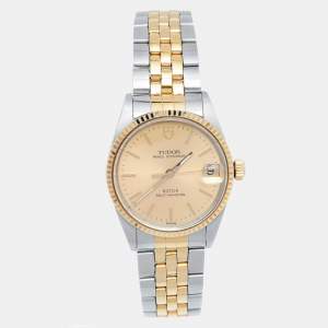 Tudor Champagne 18K Yellow Gold Stainless Steel Prince Oysterdate 72033 Men's Wristwatch 32 mm