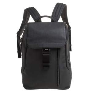Tumi Dark Grey Coated Canvas and Leather Dresden Flap Backpack