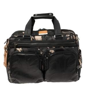 Pre Owned TUMI Black Camouflage Fabric and Leather Alpha Bravo Hunter Satchel