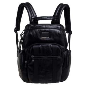 TUMI Black Leather Alpha Bravo Nellis Backpack