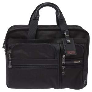 Pre Owned TUMI Black Nylon and Leather DFO Expandable Organizer Laptop Briefcase