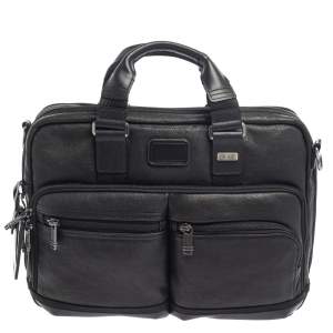 Pre Owned Tumi Black Leather Bingham Expandable Briefcase