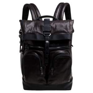 Pre Owned TUMI Black/Metallic Bronze London Roll Top Backpack