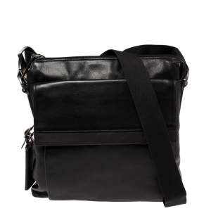 Pre Owned TUMI Black/Brown Leather Oxford Top Zip Flap Crossbody Bag