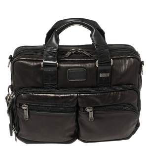 Pre Owned TUMI Metallic Brown Leather Alpha Bravo Andersen Slim Commuter Briefcase