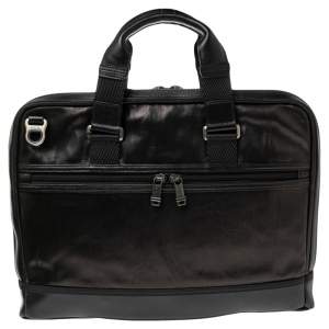 Pre Owned TUMI Brown Leather Alpha Bravo Andrew Slim Briefcase