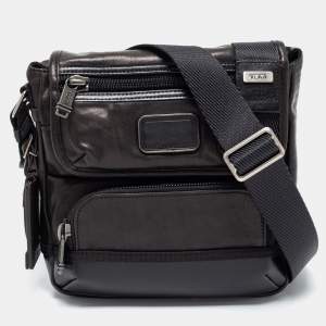 TUMI Black Leather Alpha Bravo Barstow Messenger Bag