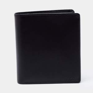 Pre Owned Tumi Black Leather Global Vertical Flip Coin Wallet