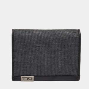 Tumi Grey/Black Fabric And Leather Bifold Card Case