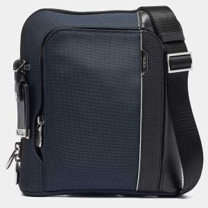 TUMI Blue/Black Nylon and Leather Arrive Olten Messenger Bag 